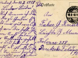 Feldpostkarte 1918 Rückseite